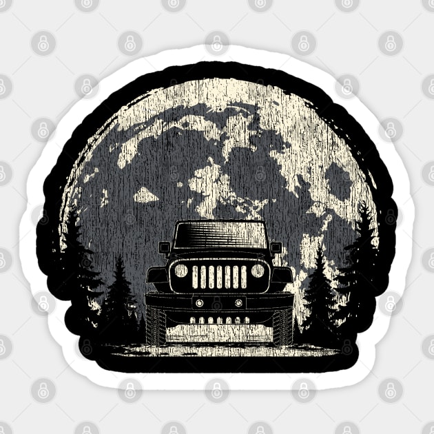 Jeep Under The Moon Night Rider For Men and Women Sticker by Dailygrind